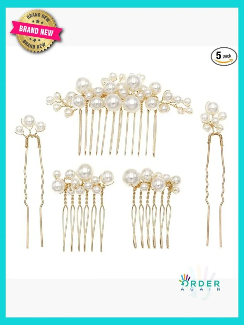 Pearl Hair Combs and Pins Set Elegant Bridal Prom Hair Accessories Handmade